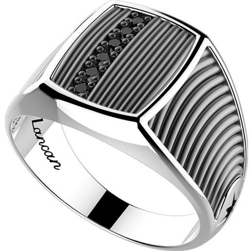 Zancan anello da uomo Zancan cosmopolitan in argento con spinelli neri