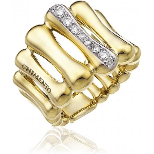 Chimento anello Chimento bamboo over in oro giallo con diamanti bianchi