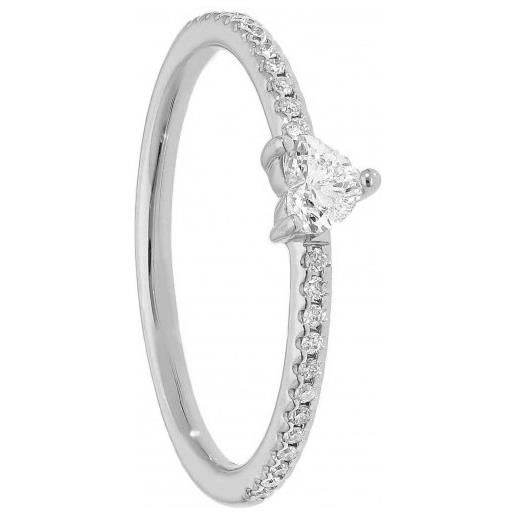 Gioielli Casella anello solitario casella gioielli in oro bianco a cuore con diamanti