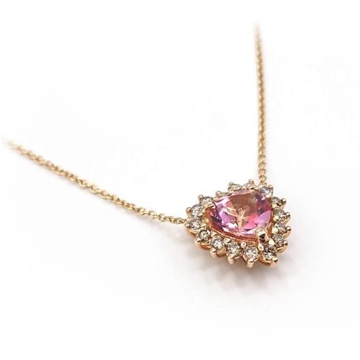 Malafimmina collana Malafimmina victor in oro rosa con pendente a cuore topazio rosa e diamanti