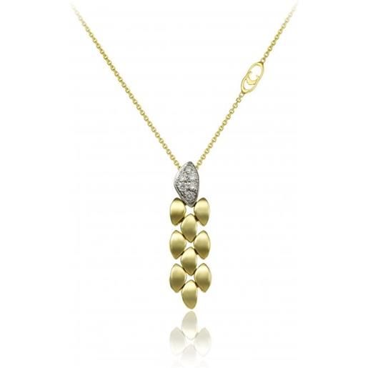Chimento collana lunga Chimento double mosaico in oro giallo e oro bianco con diamanti bianchi
