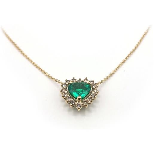 Malafimmina collana Malafimmina victor in oro giallo con pendente a cuore smeraldo e diamanti