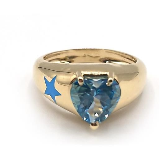 Malafimmina anello Malafimmina in oro giallo con topazio azzurro cuore
