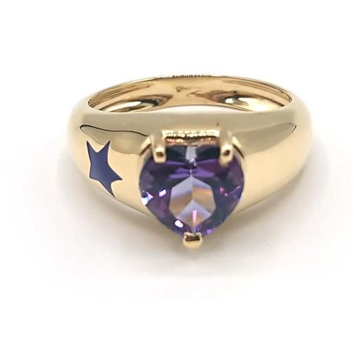 Malafimmina anello Malafimmina in oro giallo con topazio viola cuore