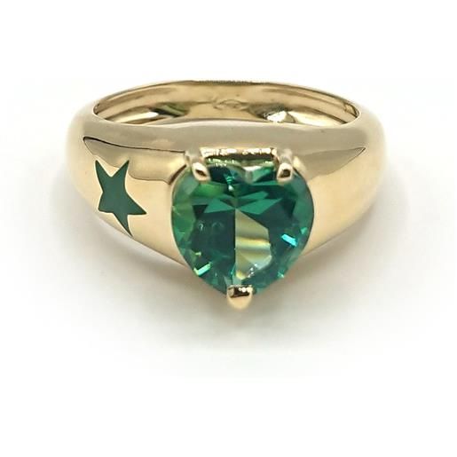 Malafimmina anello Malafimmina in oro giallo con topazio verde cuore