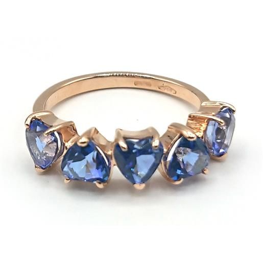 Malafimmina anello Malafimmina in oro rosa con topazi blu a cuore