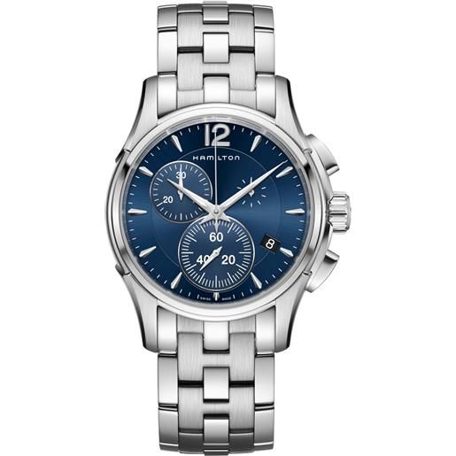Hamilton orologio Hamilton jazzmaster chrono quartz con quadrante blu e cinturino in acciaio