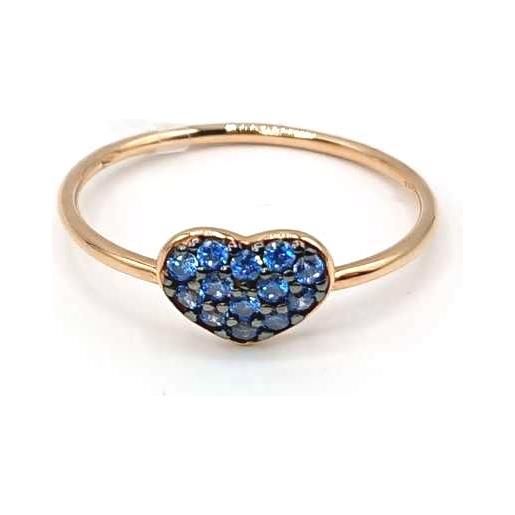 Casella Selezione Oro anello casella gioielli in oro rosa con cuore di zirconi blu