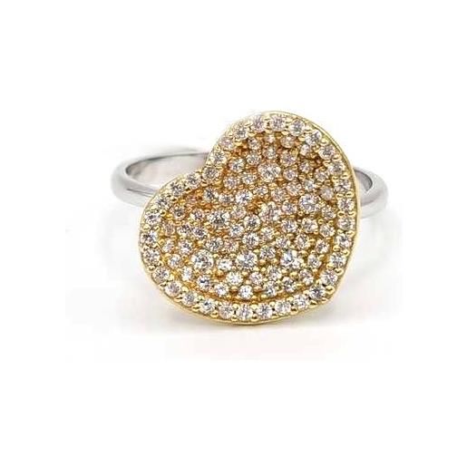 Casella Selezione Oro anello casella gioielli in oro bicolore con cuore di zirconi