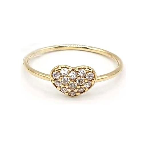 Casella Selezione Oro anello casella gioielli in oro giallo con cuore di zirconi