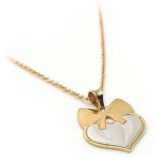 Casella Selezione Oro girocollo casella gioielli in oro bicolore con cuore