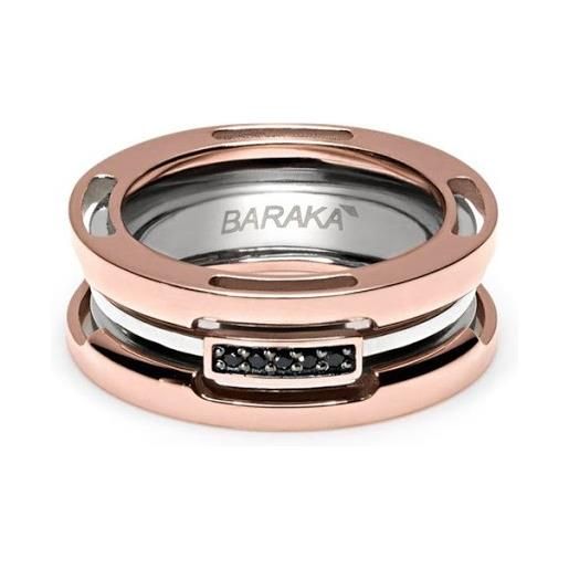Barakà anello da uomo Barakà in oro rosa e acciaio con diamanti neri