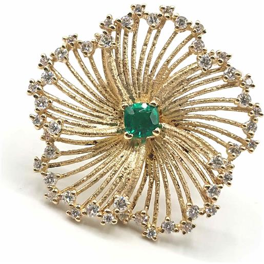 Malafimmina anello Malafimmina igiea in oro giallo con smeraldo e diamanti