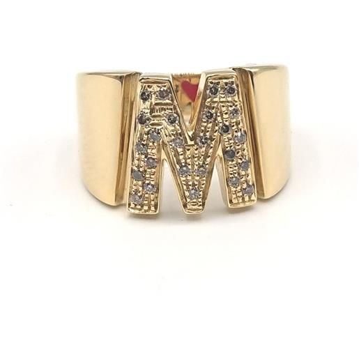 Malafimmina anello Malafimmina my in oro giallo con lettera "m" e diamanti