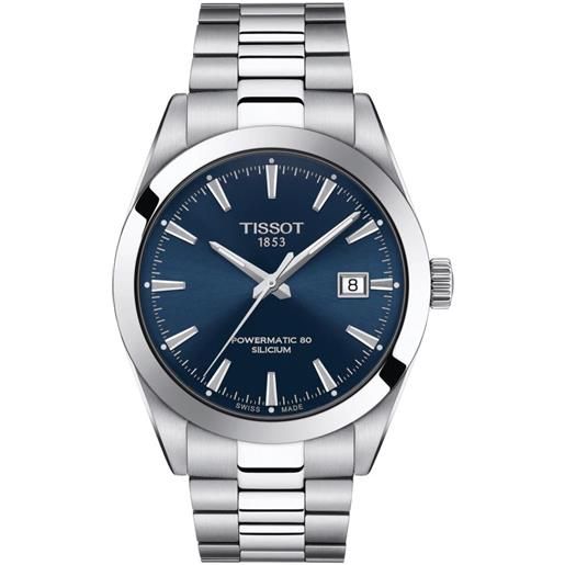 Tissot orologio Tissot gentleman powermatic 80 silicium con quadrante blu e bracciale in acciaio