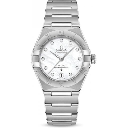 Omega orologio Omega constellation co-axial master chronometer con diamanti, madreperla e oro bianco