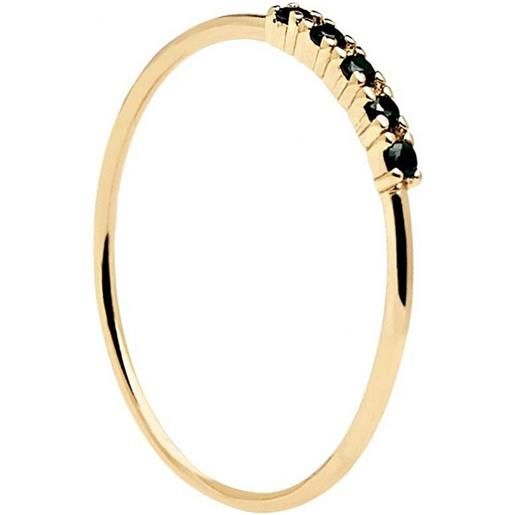 PDPAOLA anello PDPAOLA in argento placcato oro con zirconi neri