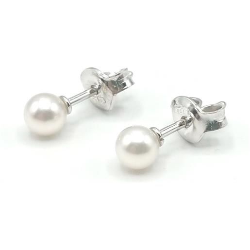 Mikimoto orecchini Mikimoto con perle 4.0 x 4.5 mm e oro bianco