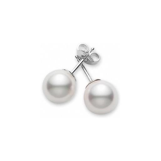 Mikimoto orecchini Mikimoto con perle aa 7.0 x 7.5 mm e oro bianco