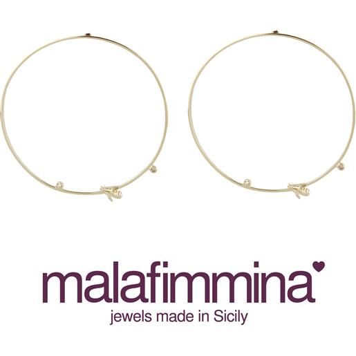 Malafimmina orecchini a cerchio Malafimmina in oro giallo con diamanti e dettaglio ape