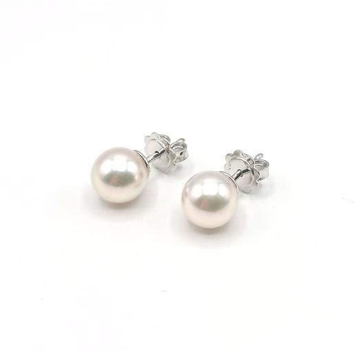 Mikimoto orecchini Mikimoto con perle a+ 6.0 x 6.5 mm e oro bianco