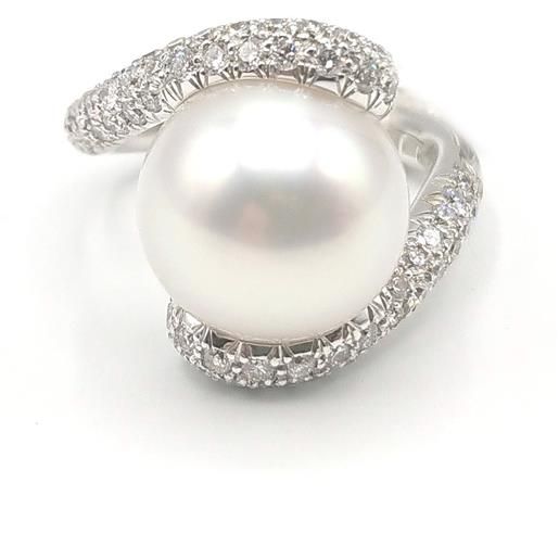 Mikimoto anello Mikimoto in oro bianco con perla e diamanti