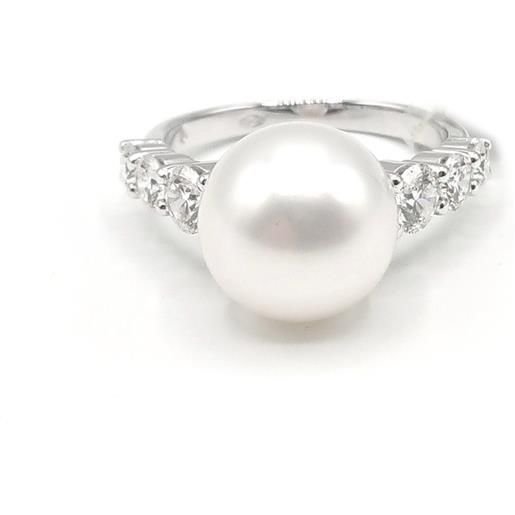 Mikimoto anello Mikimoto in oro bianco con perla e diamanti