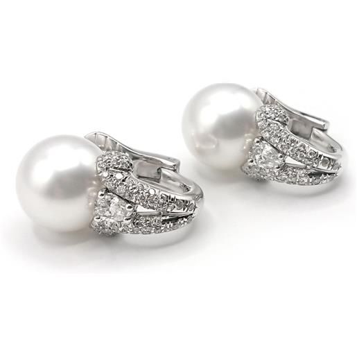 Mikimoto orecchini Mikimoto in oro bianco con perle e diamanti