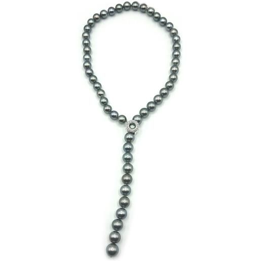 Mikimoto collana Mikimoto con perle tahiti, diamanti e oro bianco