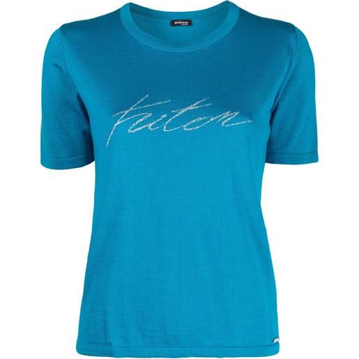 Kiton t-shirt con logo jacquard - blu