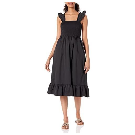 The Drop, abito longuette kimi da donna, con spalline arricciate e corpetto a punto smock, color zenzero con stampa floreale, l