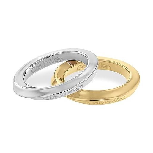 Calvin Klein anello da donna collezione twisted ring di due colori in acciaio inossidabile, 65