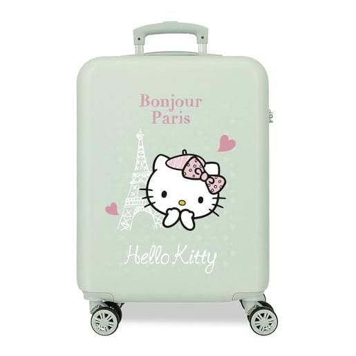 Hello Kitty paris cabin valigia verde 38x55x20 cm rigido abs chiusura laterale a combinazione 34l 2 kg 4 doppie ruote bagaglio a mano