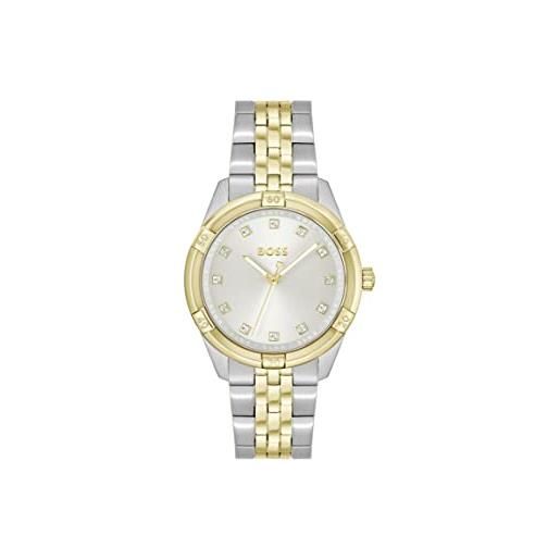 BOSS orologio analogico al quarzo da donna con cinturino in acciaio inossidabile, argento bianco - 1502700