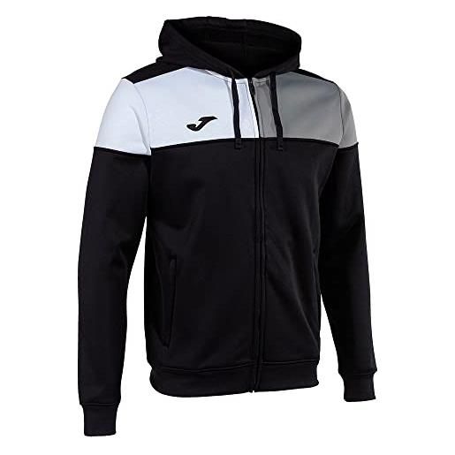 Joma giacca con cappuccio uomo crew v nero grigio bianco