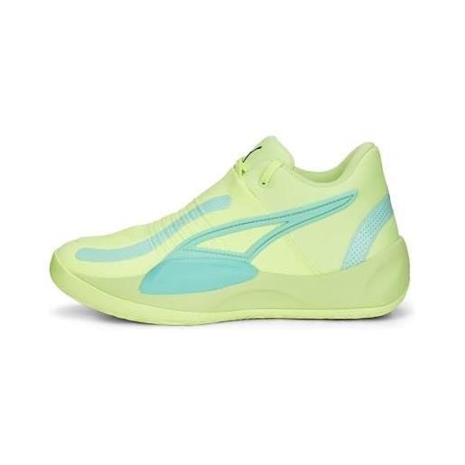 PUMA unisex adults' sport shoes rise nitro basketball shoe, fast yellow-electric peppermint, 42