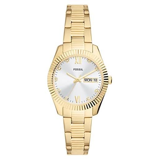 Fossil orologio scarlette da donna, movimento al quarzo, cassa in acciaio inossidabile dorata 32 mm con bracciale in acciaio inossidabile, es5199