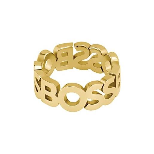 BOSS jewelry anello da uomo collezione kassy in acciaio inossidabile, giallo oro, 62
