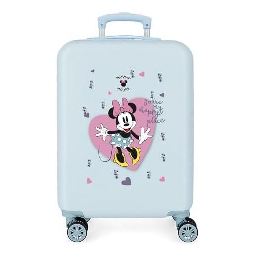 Disney valigia cabina Disney minnie my happy place blu 38x55x20 cm abs rigido chiusura laterale a combinazione 34l 2 kg 4 doppie ruote bagaglio a mano