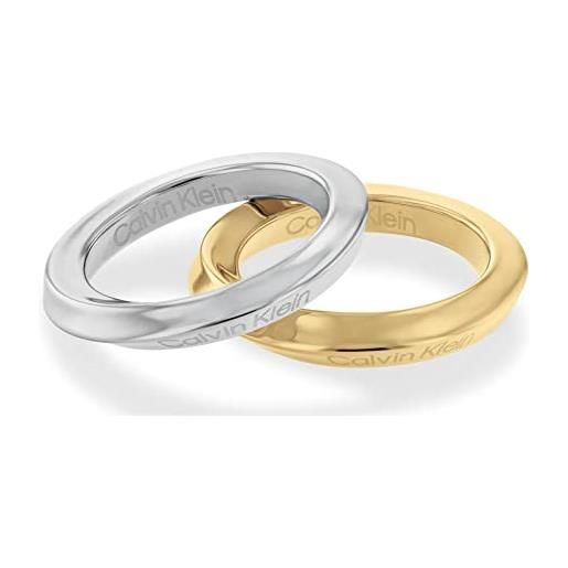 Calvin Klein anello da donna collezione twisted ring di due colori in acciaio inossidabile, 52