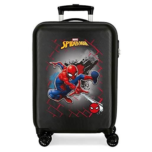 Marvel spiderman red trolley cabina nero 38x55x20 cms rigida abs chiusura a combinazione numerica 34l 2,6kgs 4 doppie ruote bagaglio a mano