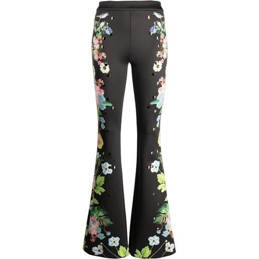 Cynthia Rowley pantaloni svasati a fiori - nero