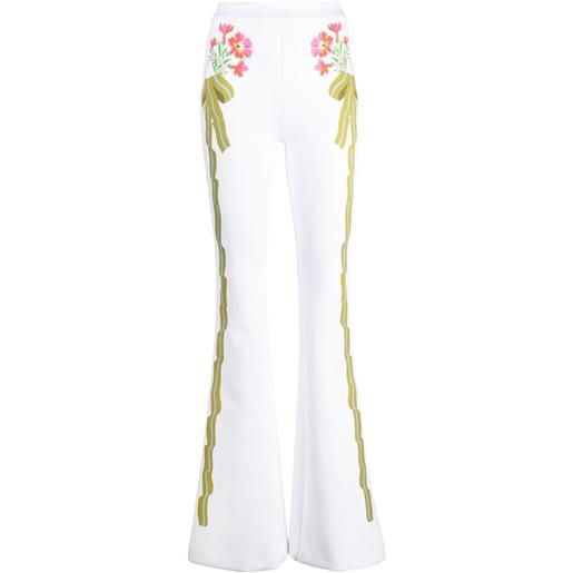 Cynthia Rowley pantaloni svasati a fiori - bianco