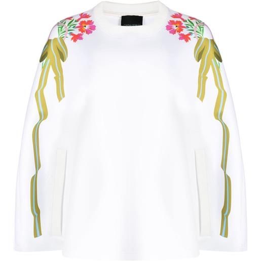 Cynthia Rowley giacca a fiori stile mantella - bianco