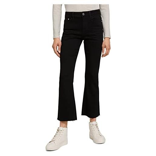 TOM TAILOR le signore kate cropped bootcut jeans in cotone biologico 1029398, 10240 - black denim, 27w / 28l