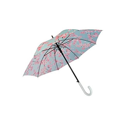 Fisura - ombrello grande. Ombrello giovanile. Ombrello automatico con pulsante. Robusto ombrello stampato. 106 centimetri di diametro. (sakura, blu)
