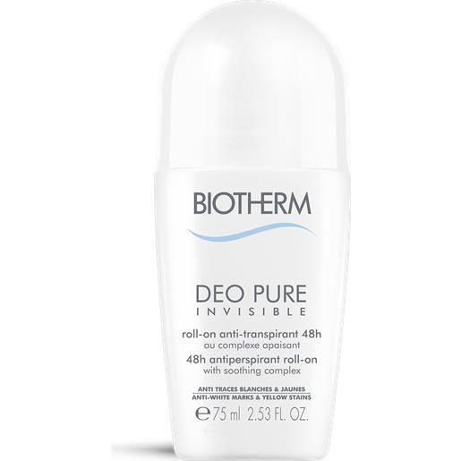 Biotherm deo pure invisible 48h deodorante anti-traspirante roll-on 48 ore 75ml