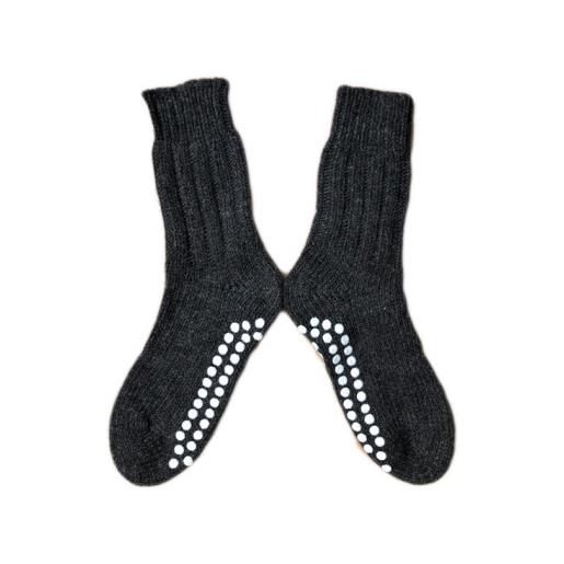 Hirsch Natur calza antiscivolo in lana -col. Antracite melange