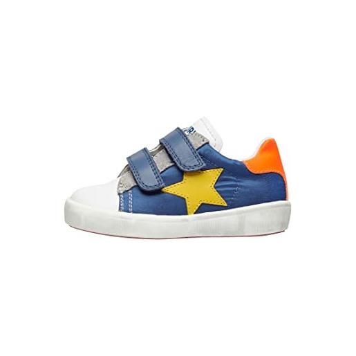 Naturino annie vl-sneakers in pelle e tessuto con patch stella-bianco, bianco-blu 22