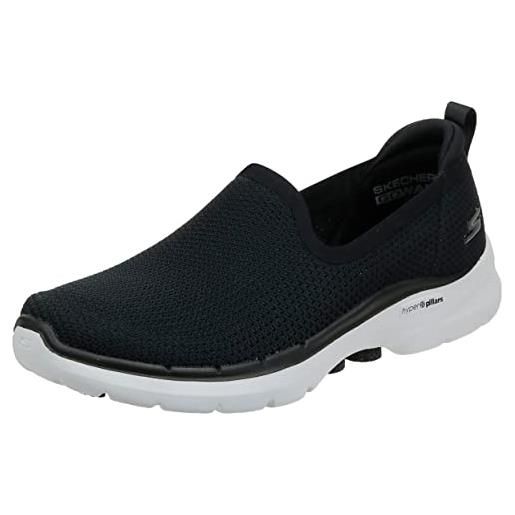 Skechers go walk 6 - clear virtue, scarpe da ginnastica donna, nero bianco, 37.5 eu